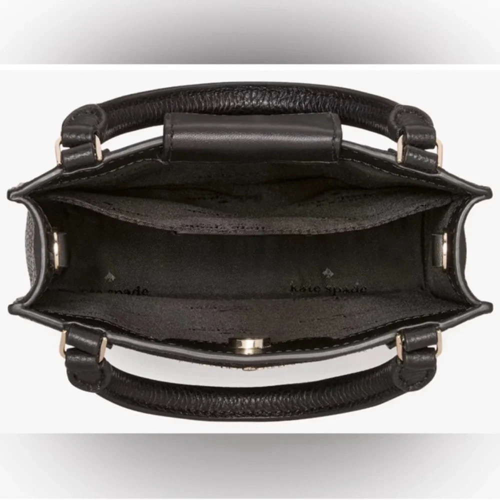 Kate Spade Lena Mini Tote Black Suede Leather Crossbody Bag NWT KI886 $389